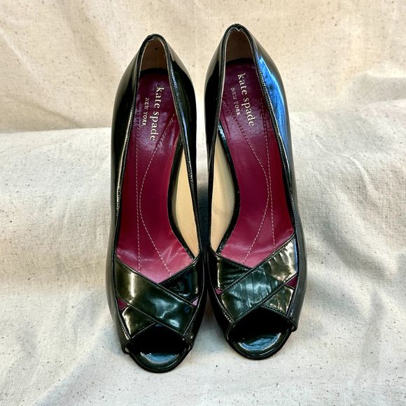 Kate Spade Green Peeptoe Pumps Stiletto Heels Patent Leather Made In Italy 7M - Picture 12 of 12